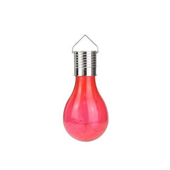 Lampa Solara LED Decorativa sub forma de Bulb, pentru exterior, suspendata, IP65, Ultron Rosu, Practicpentrucasa