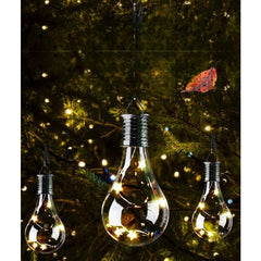 Lampa Solara LED Decorativa sub forma de Bulb, pentru exterior, suspendata, IP65, Ultron Transparent, lumina calda, Practicpentrucasa