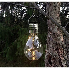 Lampa Solara LED Decorativa sub forma de Bulb, pentru exterior, suspendata, IP65, Ultron Transparent, lumina calda, Practicpentrucasa