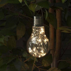 Lampa Solara LED Decorativa sub forma de Bulb, pentru exterior, suspendata, IP65, Ultron Transparent, lumina calda, Practicpentrucasa