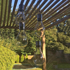 Lampa Solara LED Decorativa sub forma de Bulb, pentru exterior, suspendata, IP65, Ultron Transparent, lumina calda, Practicpentrucasa