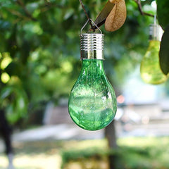 Lampa Solara LED Decorativa sub forma de Bulb, pentru exterior, suspendata, IP65, Ultron Verde, Practicpentrucasa