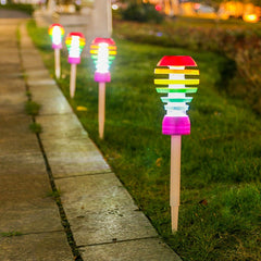 Lampa solara LED design modern pentru gradina Practicpentrucasa, inaltime 45 cm, 2 moduri de utilizare, 45 x 10 cm, material sticla si ABS, 2V, ABS, 600mAh, alb cald si alb rece, mulicolor