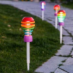 Lampa solara LED design modern pentru gradina Practicpentrucasa, inaltime 45 cm, 2 moduri de utilizare, 45 x 10 cm, material sticla si ABS, 2V, ABS, 600mAh, alb cald si alb rece, mulicolor