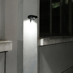 Lampa solara LED dreptunghiulara pentru perete Practicpentrucasa, 18 x 7 cm, senzor miscare, 6V, ABS, 2200mAh, rezistent la apa, culoare alb rece, suport negru