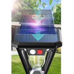 Lampa Solara LED, Practicpentrucasa, Tip Felinar, pentru Perete/Sol, 10.8 x 12.3 x 46 cm, 3 Moduri, Lumina Calda, din ABS si PP, Negru