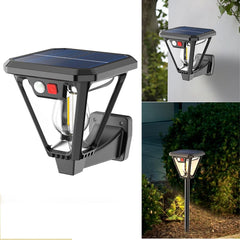 Lampa Solara LED, Practicpentrucasa, Tip Felinar, pentru Perete/Sol, 10.8 x 12.3 x 46 cm, 3 Moduri, Lumina Calda, din ABS si PP, Negru