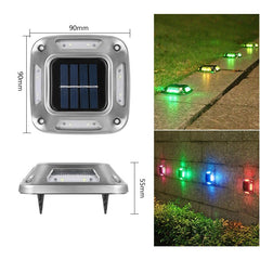 Lampa solara LED pentru gradina Practicpentrucasa, 8 LED-uri, prindere de perete sau impamantare, IP65, forma patrat, material ABS si Policarbonat, 9 x 9 cm, baterie 1.2V, 600 mah, multicolor