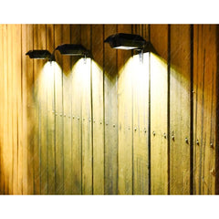 Lampa solara LED pentru gradina/scari/balustrade Practicpentrucasa, 3.7V, ABS, 1200mAh, 12 x 6 cm, 12 LED-uri SMD, lumina alb cald, carcasa neagra