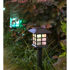 Set 2 Lampa solara Led pentru gradina, Tip felinar, Practicpentrucasa, Alb cald