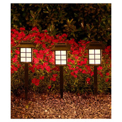 Set 2 Lampa solara Led pentru gradina, Tip felinar, Practicpentrucasa, Alb cald