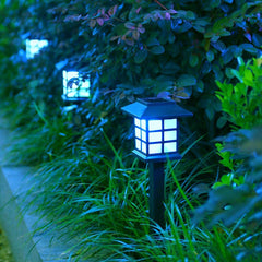 Lampa solara Led pentru gradina, Tip felinar, Practicpentrucasa, Albastru