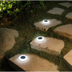 Lampa solara LED, sub forma de cerc, pentru gazon sau gradina, Rezistenta la apa, Practicpentrucasa, Alb rece