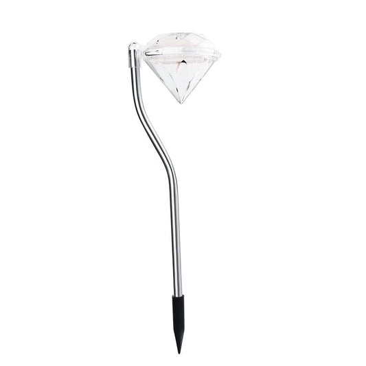 Lampa solara LED tip Diamant pentru gradina Practicpentrucasa, inaltime 30 cm, 2V, ABS, 600mAh, multicolor