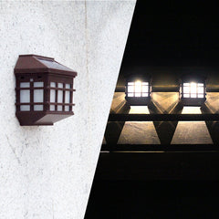 Lampa solara LED tip Felinar pentru perete Practicpentrucasa, 11.5 x 8.3cm, 1.2V, ABS, 400mAh, alb cald