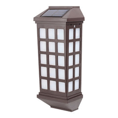 Lampa solara LED tip Felinar pentru perete Practicpentrucasa, 23 x 9 cm, 1.2V, ABS, 600mAh, rezistent la apa, alb cald