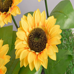 Lampa solara LED tip Floarea Soarelui cu 3 flori, inaltime 70 cm, Pentru gradina, Practicpentrucasa