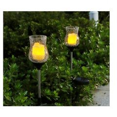 Lampa solara LED tip Lalea pentru gradina Practicpentrucasa, inaltime 55 cm,  material sticla si ABS, 2V, ABS, 600mAh, alb cald