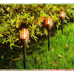 Lampa solara LED tip pahar de vin pentru gradina Practicpentrucasa, inaltime 37.5 cm, efect de flacara, material PVC si ABS, 2V, 200mAh, multicolor