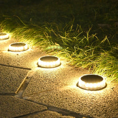 Lampa solara LED tip spot pentru gradina Practicpentrucasa, 8 LED-uri, material ABS si Policarbonat, baterie 1.2V, 600mah, 12 x 13.5 cm, alb cald