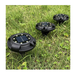 Lampa solara LED tip spot pentru gradina Practicpentrucasa, cu 4 leduri laterale multicolore si 8 leduri principale alb cald, IP65, material ABS, baterie 2V, 700 mah, 11x13.5 cm, multicolor