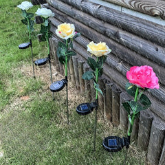 Lampa Solara LED tip Trandafir cu o floare pentru Gradina, Inaltime 75 cm, Practicpentrucasa