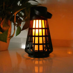 Lampa Solara pentru Gradina, Practicpentrucasa, Reincarcabila de la Soare, Model Felinar, Portabila cu Picior, Lumina Calda, 12 cm, Negru