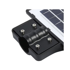 Lampa solara stradala Practicpentrucasa, cu telecomanda, senzor de miscare si lumina, suport prindere, 135 LED-uri, IP65, ABS, 8AH, 100W, temperatura culoare 6500K, 48.5x22x6.8 cm, autonomie 10-12 ore, negru