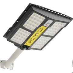 Lampa solara stradala Practicpentrucasa, cu telecomanda, senzor de miscare si lumina, suport prindere, 280 LED-uri, IP65, ABS, 12AH, 500W, temperatura culoare 6500K, 44.5x37.7x6.6 cm, autonomie 10-12 ore, negru