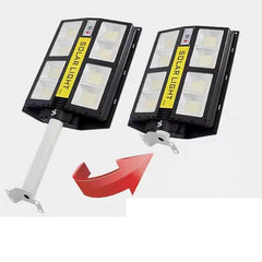 Lampa solara stradala Practicpentrucasa, cu telecomanda, senzor de miscare si lumina, suport prindere, 720 LED-uri, IP65, ABS, 15AH, 500W, temperatura culoare 6500K, 44.5x34.7x6.6 cm, autonomie 10-12 ore, negru