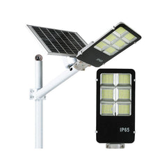 Lampa solara stradala Practicpentrucasa, IP65, senzor de lumina, 417 LED-uri SMD, 24000 lm, 300W, autonomie 12-16 ore, telecomanda, montare prin fixare, pentru strada sau gradina, finisaj lucios, material ABS, 49.5 x 21 x 6.5 cm, lumina alb rece