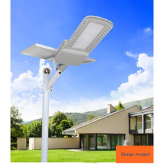 Lampa solara stradala Practicpentrucasa, IP65, senzor de lumina, 60 LED-uri SMD, 2250 lm, panou 25W, putere 200W, autonomie 12-16 ore, telecomanda, montare prin fixare, pentru strada sau gradina, finisaj mat, material ABS,  51.5 x 21 x 7.5, gri