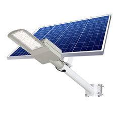 Lampa solara stradala Practicpentrucasa, IP65, senzor de lumina, 60 LED-uri SMD, 2250 lm, panou 25W, putere 200W, autonomie 12-16 ore, telecomanda, montare prin fixare, pentru strada sau gradina, finisaj mat, material ABS,  51.5 x 21 x 7.5, gri