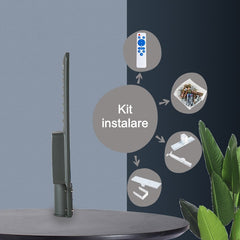 Lampa solara stradala Practicpentrucasa, IP66, senzor de lumina, 120 LED-uri SMD, 1800 lm, panou 20W, putere 100W, autonomie 12-16 ore, telecomanda, montare prin fixare, pentru strada sau gradina, finisaj mat, material ABS, 49 x 21 x 5.5 cm, gri