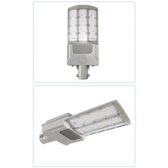 Lampa solara stradala Practicpentrucasa, pentru curte sau strada, cu trei grile, finisaj mat, rezistent la apa, montare prin fixare, senzor lumina, baterie de litiu, IP65, lumina rece, putere 1000W, autonomie 10 ore, 55 x 23 x 9 cm, gri