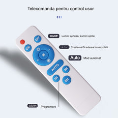 Lampa solara stradala Practicpentrucasa, pentru curte sau strada, finisaj lucios, rezistent la apa, montare prin fixare, senzor lumina, baterie de litiu, IP65, lumina rece, putere 200W, autonomie 10 ore, 49 x 21 x 6.5 cm, negru