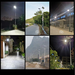 Lampa solara stradala Practicpentrucasa, pentru curte sau strada, finisaj lucios, rezistent la apa, montare prin fixare, senzor lumina, baterie de litiu, IP65, lumina rece, putere 200W, autonomie 10 ore, 49 x 21 x 6.5 cm, negru