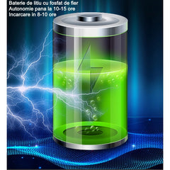 Lampa solara stradala Practicpentrucasa, pentru curte sau strada, finisaj lucios, rezistent la apa, montare prin fixare, senzor lumina, baterie de litiu, IP65, lumina rece, putere 500W, autonomie 10 ore, 49.5 x 21 x 9 cm, negru