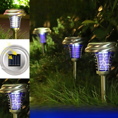 Lampa solara tip torta Practicpentrucasa, anti-insecte, tantari, UV, LED, 1.2V, IP65, 1 LED, material ABS, 48 x 14 cm, gri