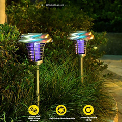 Lampa solara tip torta Practicpentrucasa, anti-insecte, tantari, UV, LED, 1.2V, IP65, 1 LED, material ABS, 48 x 14 cm, gri