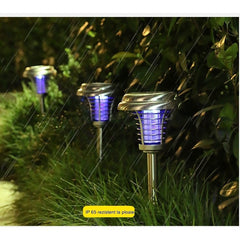 Lampa solara tip torta Practicpentrucasa, anti-insecte, tantari, UV, LED, 1.2V, IP65, 1 LED, material ABS, 48 x 14 cm, gri