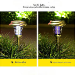 Lampa solara tip torta Practicpentrucasa, anti-insecte, tantari, UV, LED, 1.2V, IP65, 1 LED, material ABS, 48 x 14 cm, gri