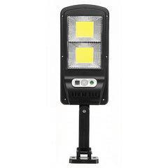 Lampa stradala solara Practicpentrucasa, cu telecomanda, 36 cm x 11.5 cm, 108 COB LED, 2592 Lumeni, 21.6 W - echivalent 172 W bec incadescent, IP65, Senzor de Miscare, Senzor de Lumina, 2 Grile, Alb Rece