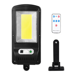 Lampa Solara De Exterior LED Practicpentrucasa, 36 cm x 11.5 cm, 2400Lumeni 100 COB LED 20 W - echivalent 160 W bec incadescent, IP65, Senzor de Miscare, Senzor de Lumina, 1 Grila, Alb Rece