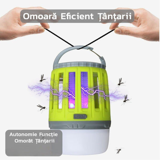 Lampa UV antiinsecte Practicpentrucasa, anti muste, anti tantari, Conectare la priza prin USB, portabil, 3.7 V, 200 lumeni, 8.5 x 13.3 cm, Verde