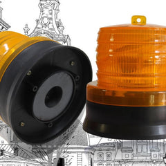 LED galben intermitent de atentionare cu incarcare solara Practicpentrucasa, 1.2 V, rezistent la apa IP65, panou solar incorporat, 11.5 x 11.6 cm, galben