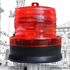 LED rosu intermitent de atentionare cu incarcare solara Practicpentrucasa, 1.2 V, rezistent la apa IP65, panou solar incorporat, 11.5 x 11.6 cm, rosu