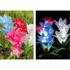 Lumina solara LED tip Crin cu 4 flori, inaltime 80 cm, pentru gradina, Practicpentrucasa