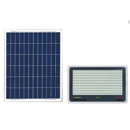 Proiector LED cu Panou Solar Practicpentrucasa, Senzor lumina, Waterproof, 396 LED-uri incorporate, 200W, 30x24 cm, IP67, Design Modern, Negru
