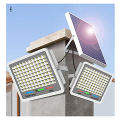 Proiector LED cu Panou Solar Practicpentrucasa, Senzor lumina, Waterproof, 396 LED-uri incorporate, 200W, 30x24 cm, IP67, Design Modern, Negru